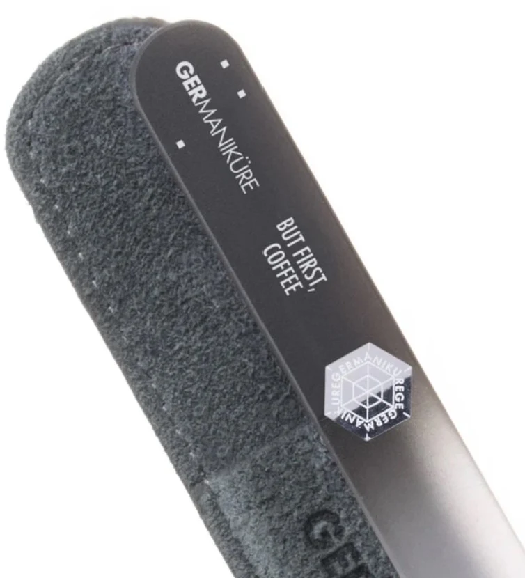 "But First Coffee" Germanikure Mantra Nail File and Leather Sleeve