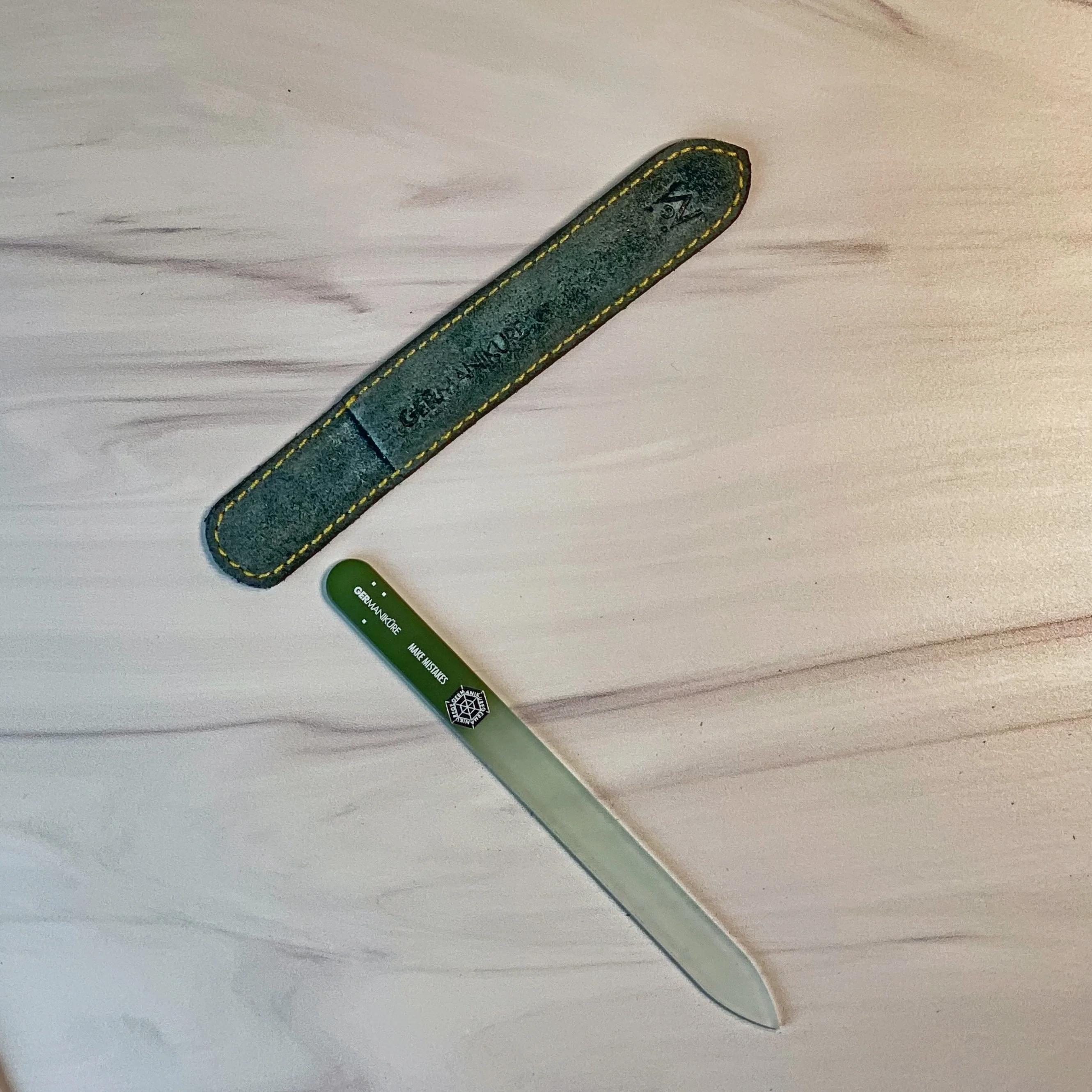 "Make Mistakes" Germanikure Mantra Nail File and Leather Sleeve - Image 2
