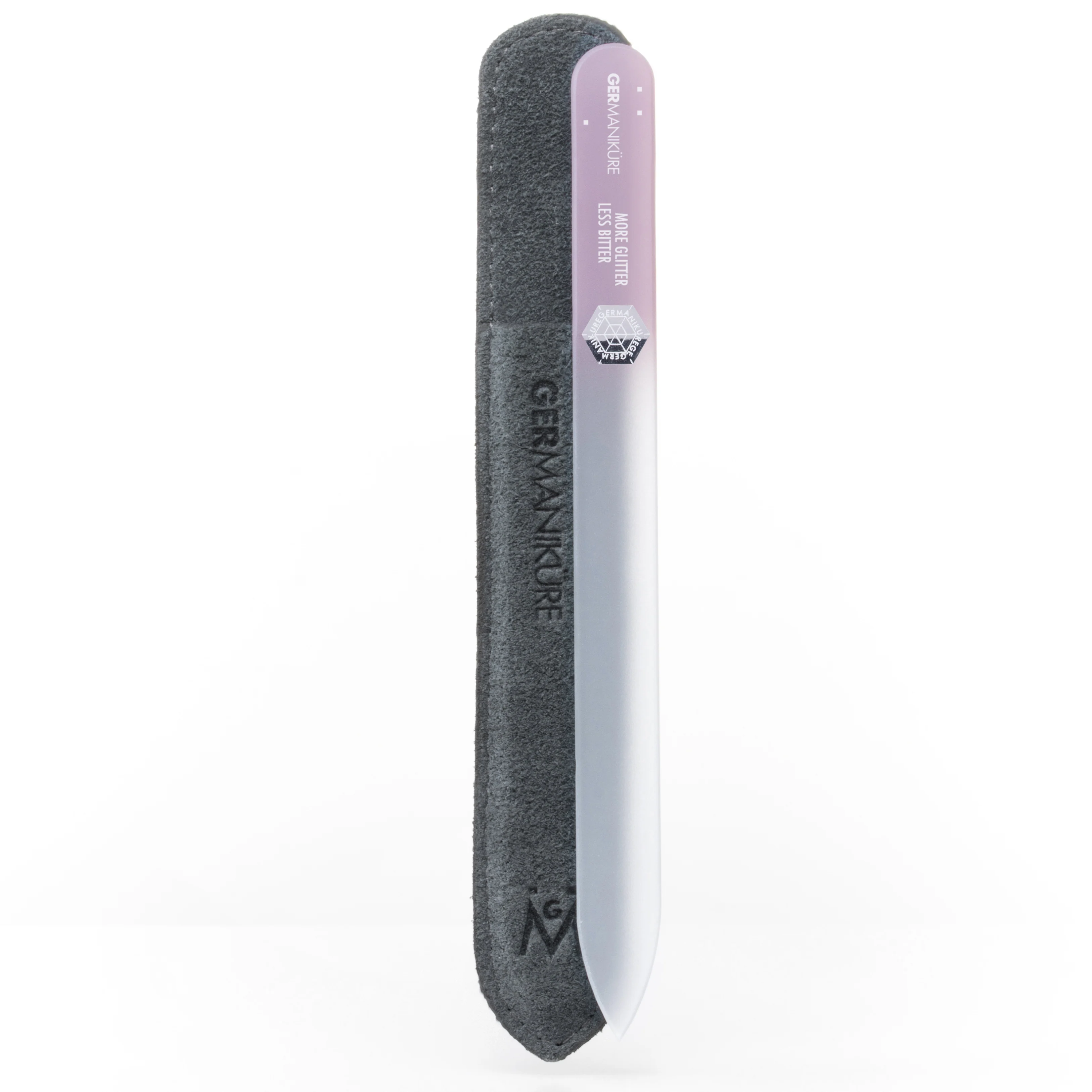 "More Glitter Less Bitter" Germanikure Mantra Nail File and Leather Sleeve - Light Pink - Image 3